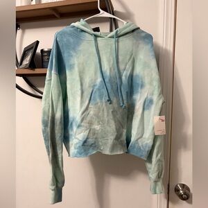 SO Women's Aqua and Sky Blue Tie-Dye Hoodie